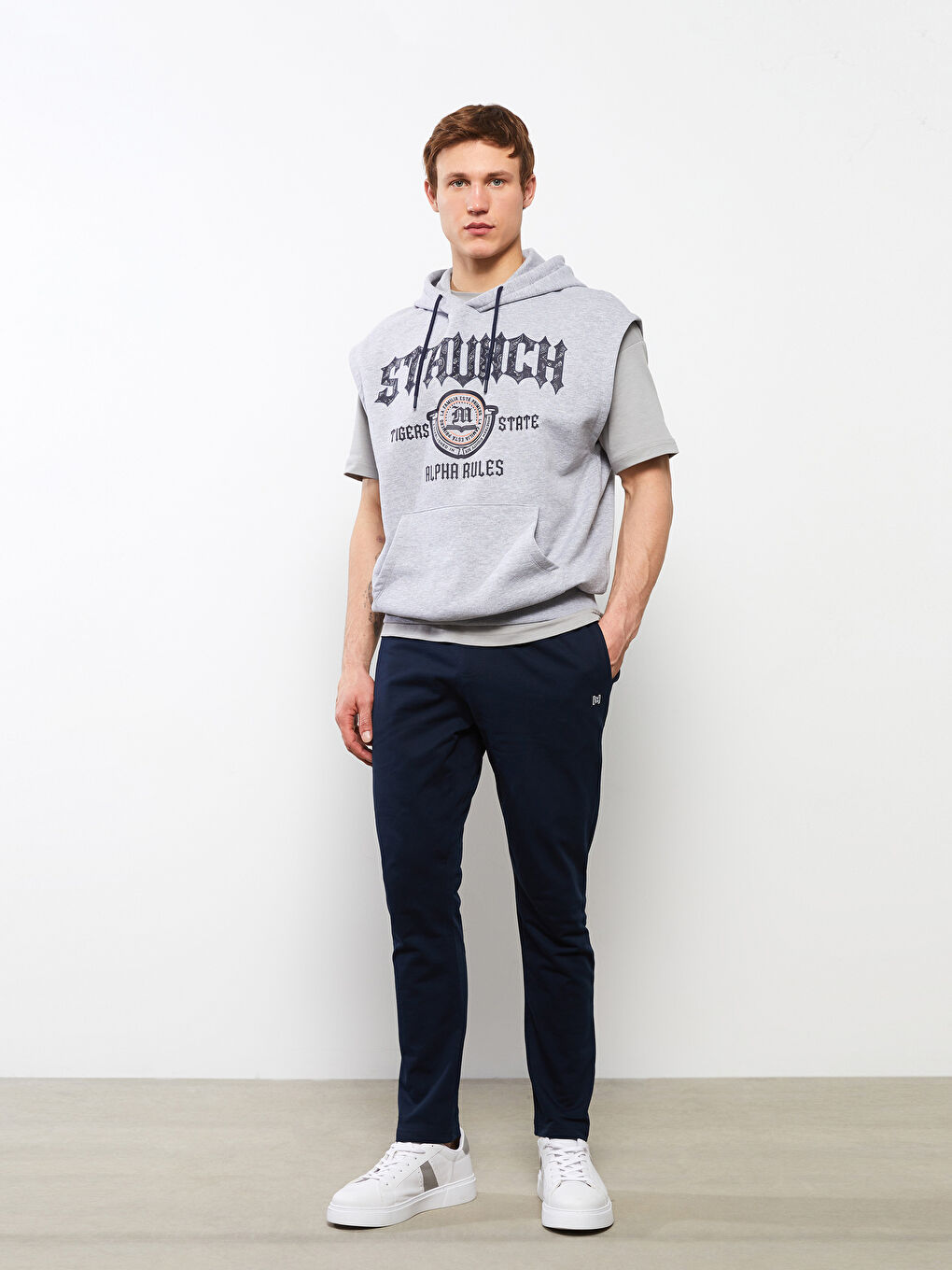 Lacivert Dar Kalıp Erkek Eşofman Altı-1