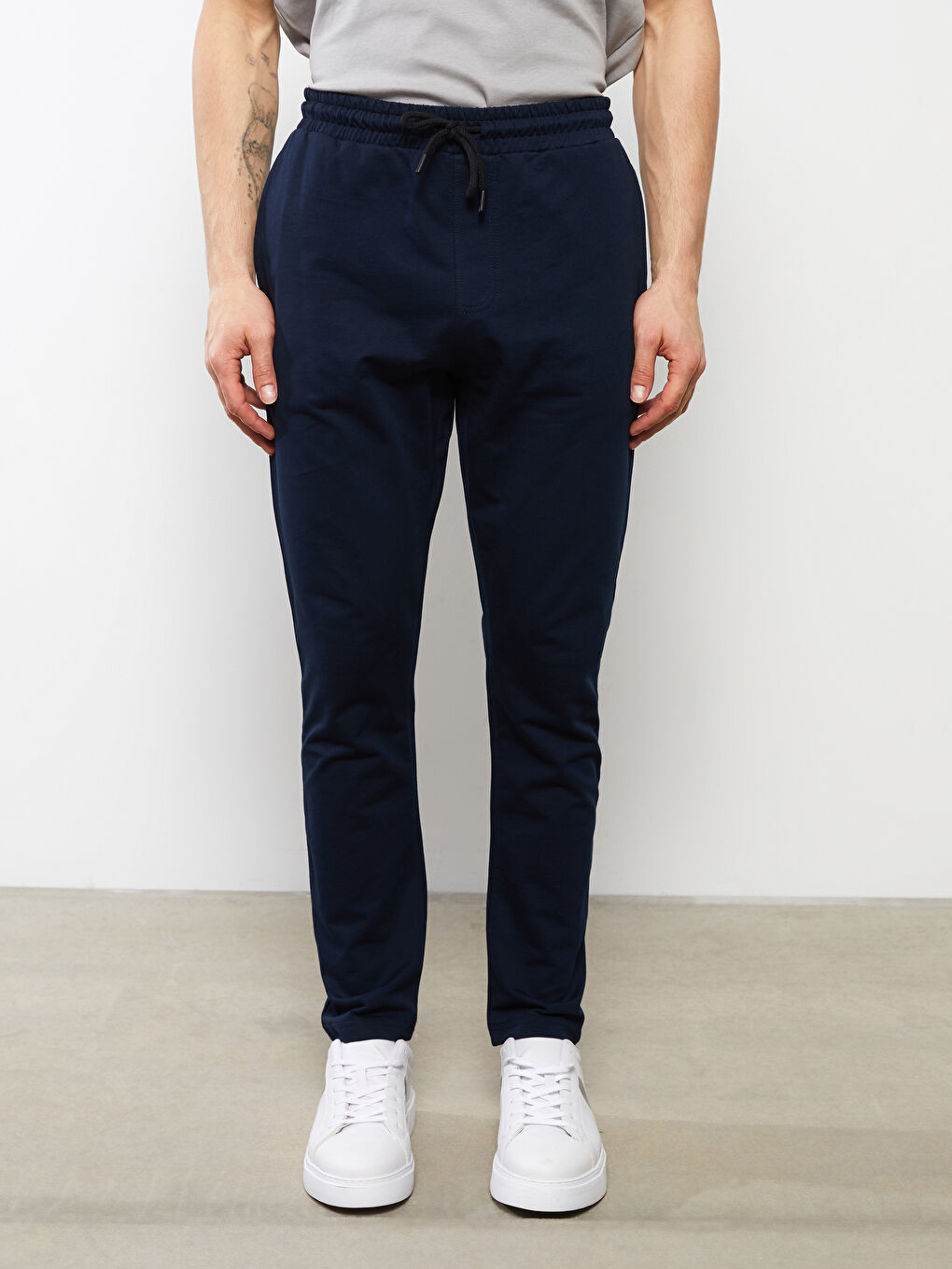 Lacivert Dar Kalıp Erkek Eşofman Altı-2