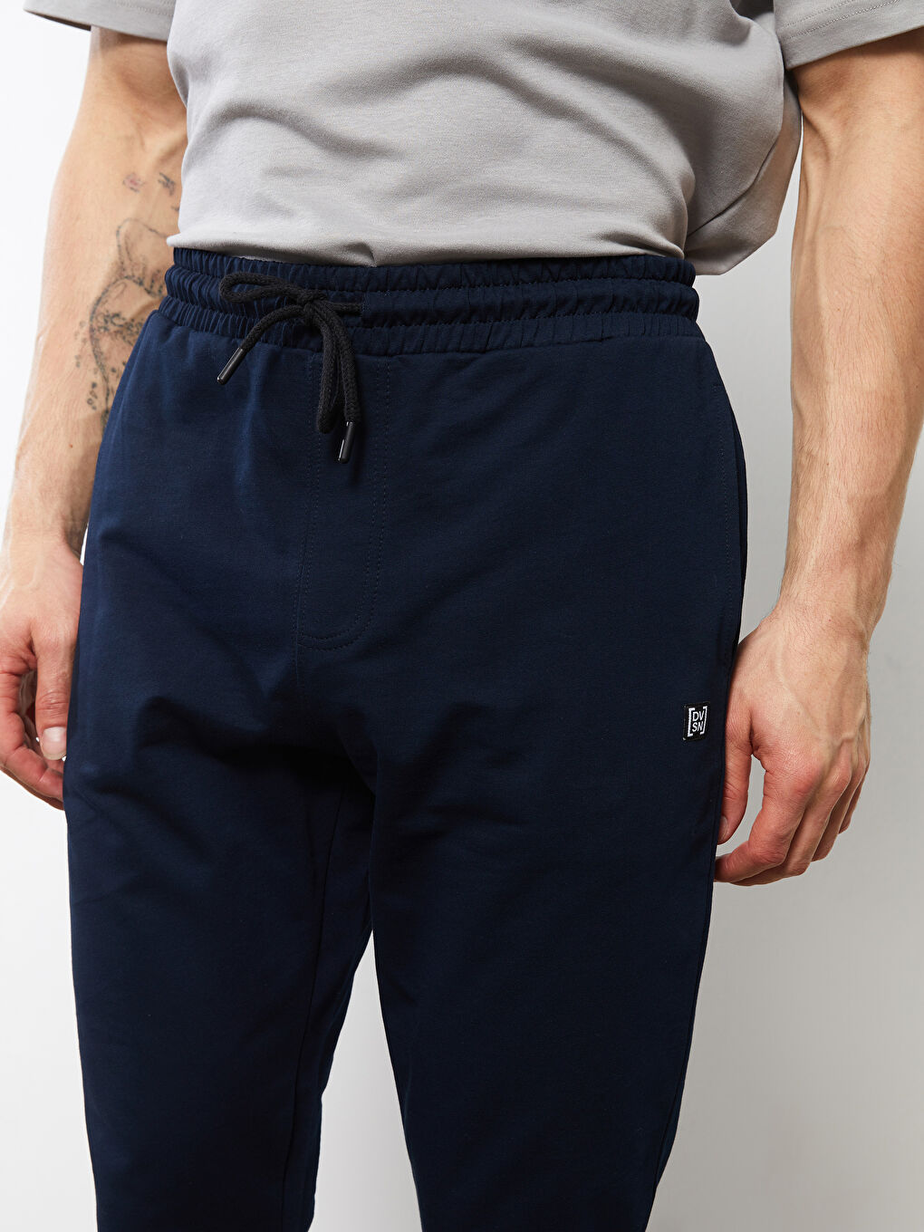 Lacivert Dar Kalıp Erkek Eşofman Altı-3