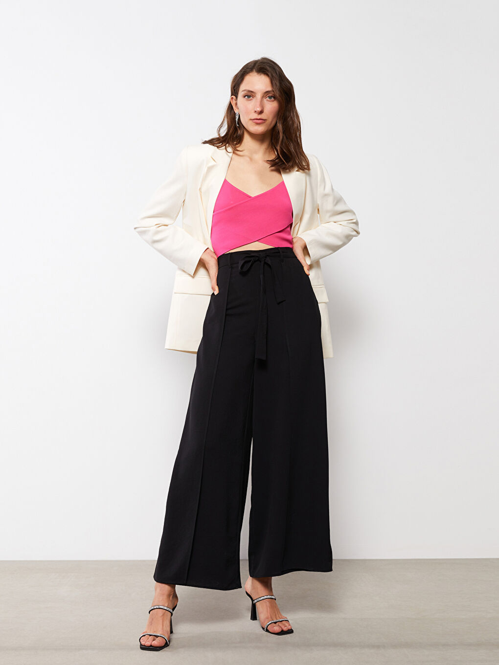 Siyah Kadın Beli Lastikli Düz Pantolon Etek