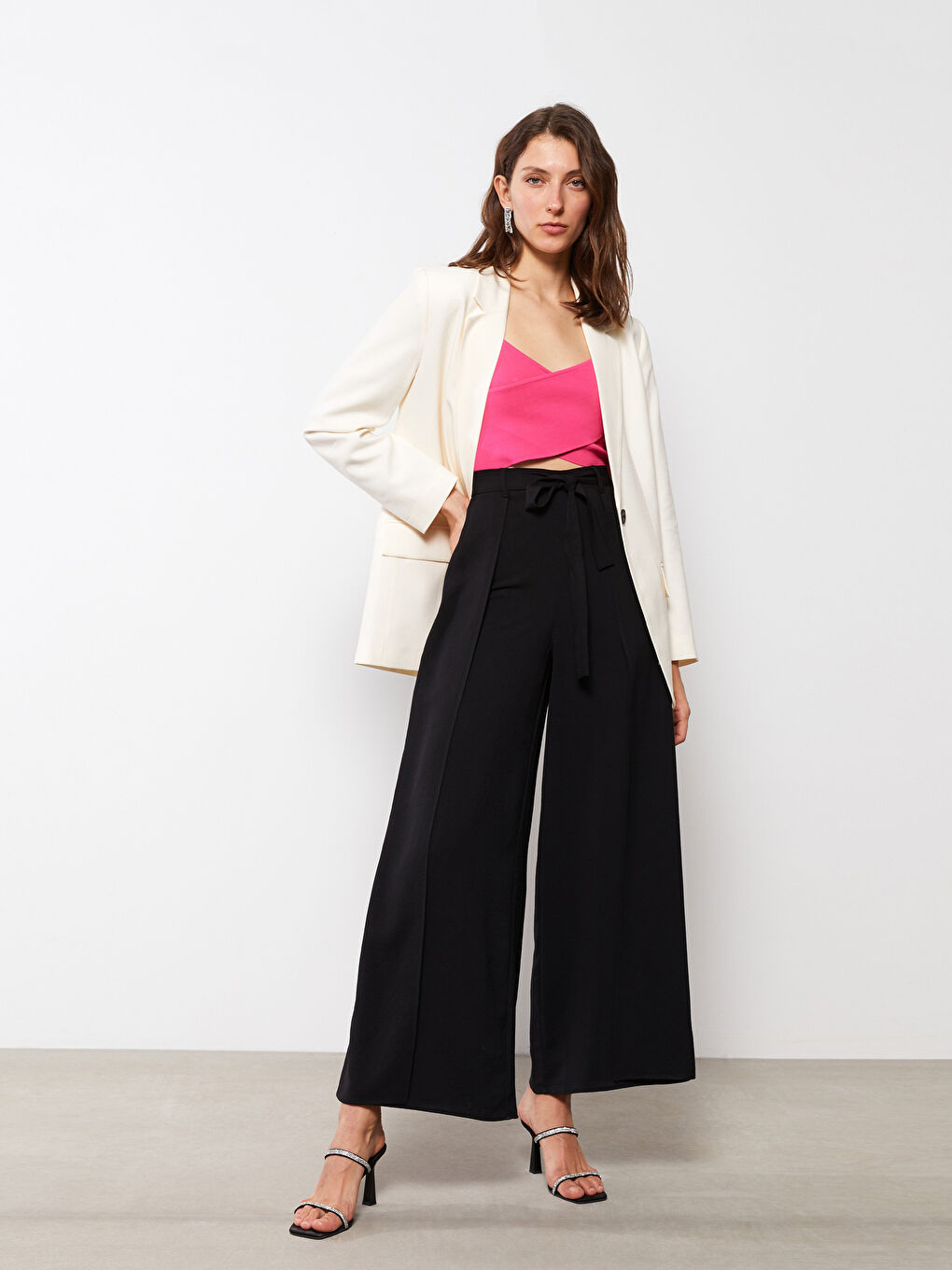 Siyah Kadın Beli Lastikli Düz Pantolon Etek-2