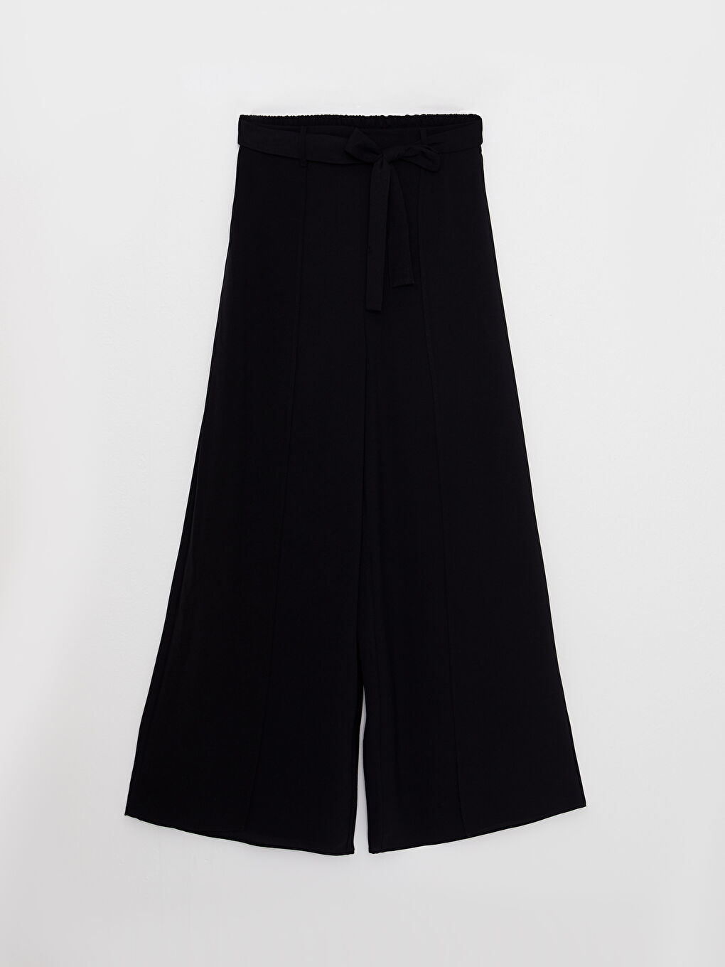 Siyah Kadın Beli Lastikli Düz Pantolon Etek-6