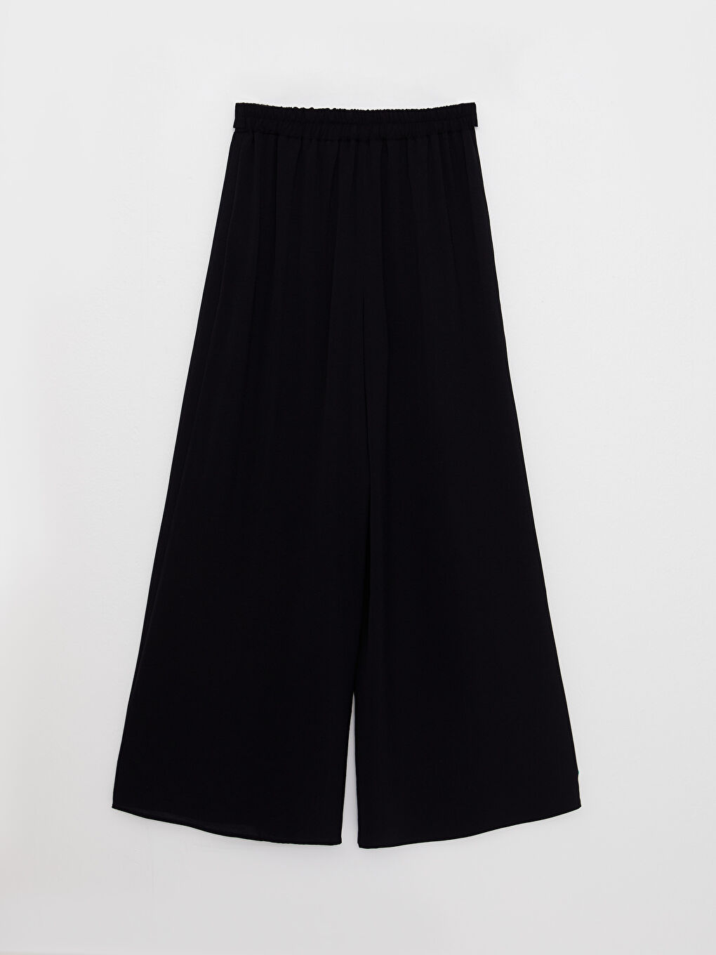 Siyah Kadın Beli Lastikli Düz Pantolon Etek-7