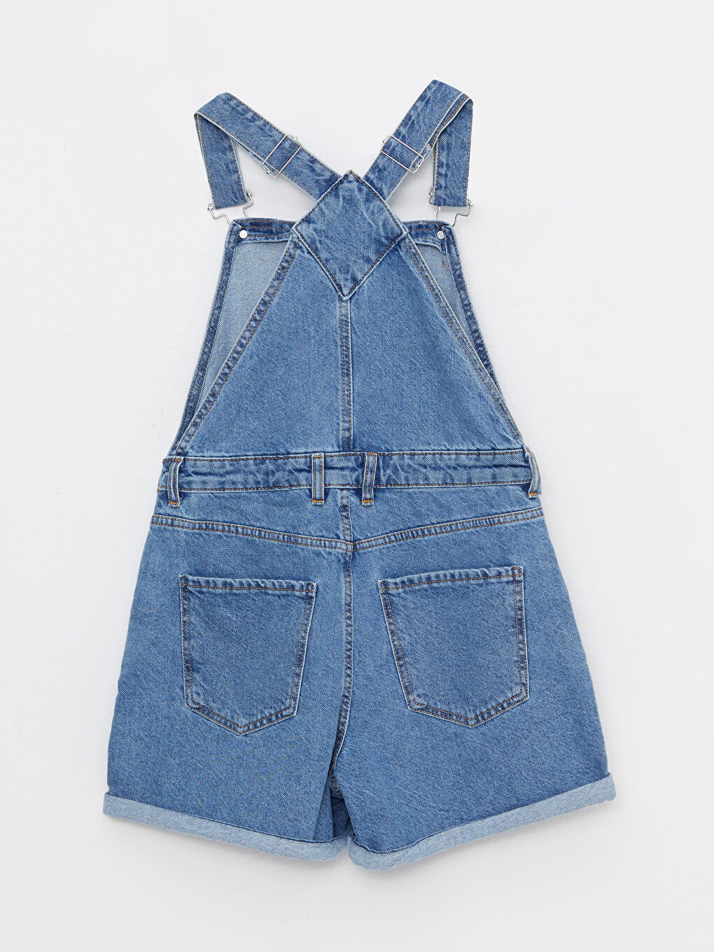 Square Collar Straight Pocket Detailed Women's Jean Salopet-6