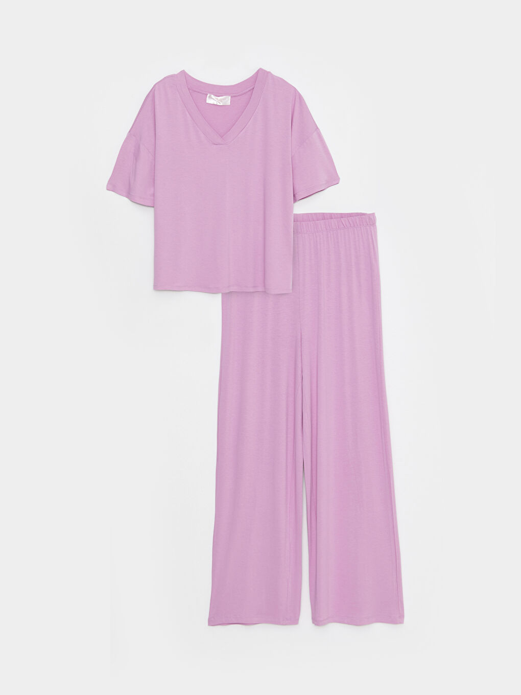 Lila V Yaka Kadın Pijama Takımı-5