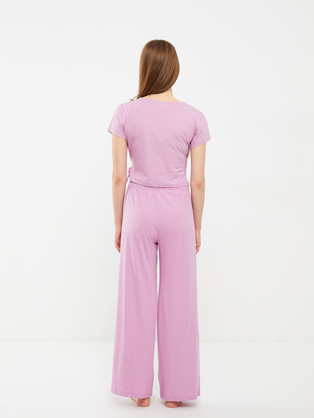Double Breasted Collar Plain Short Sleeve Women's Pyjama Set -S2IM21Z8-GEG