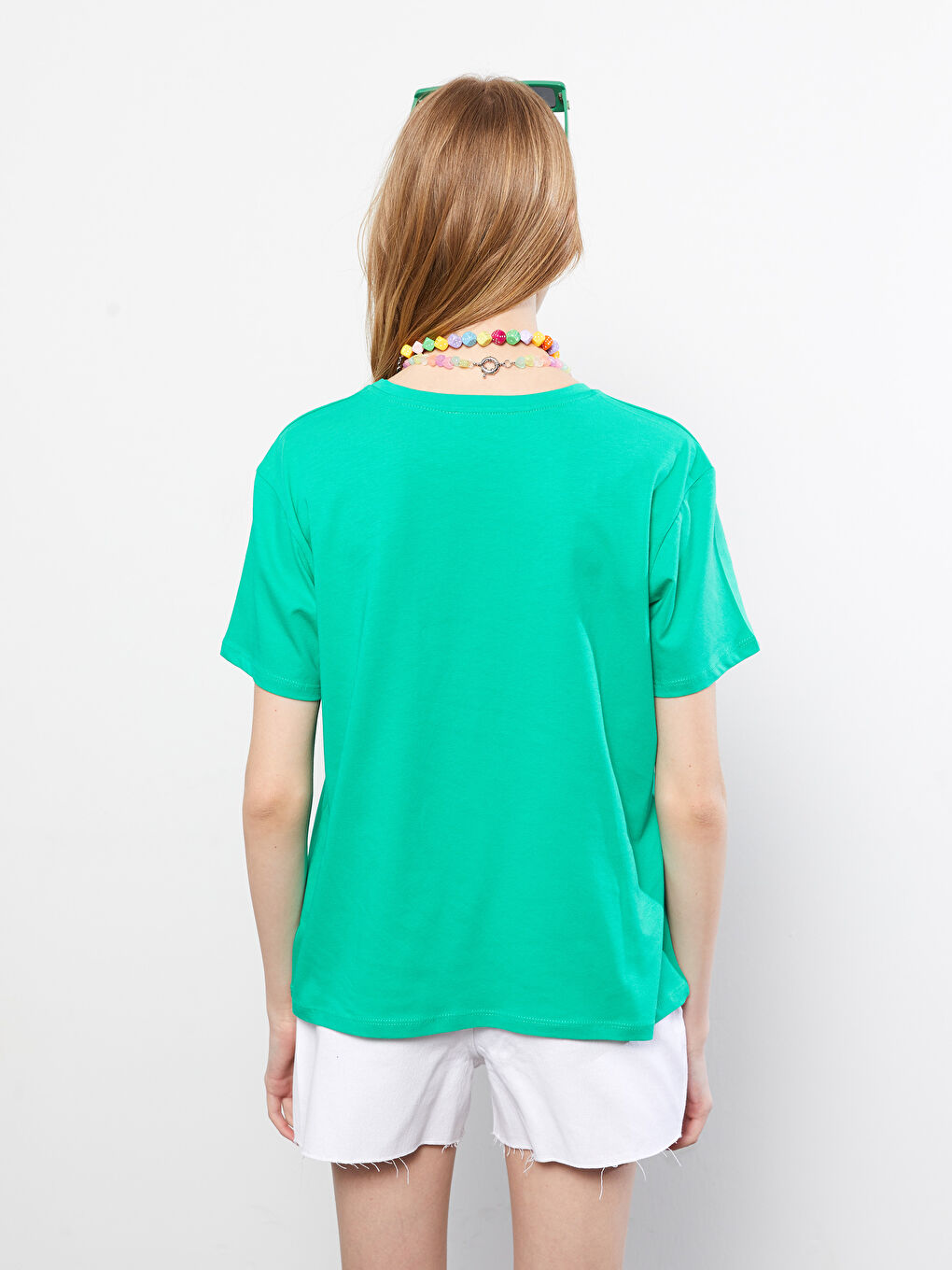 LCW Vision Crew Neck Printed Short Sleeve Cotton Women's T-shirt -S2IM35Z8-GHU