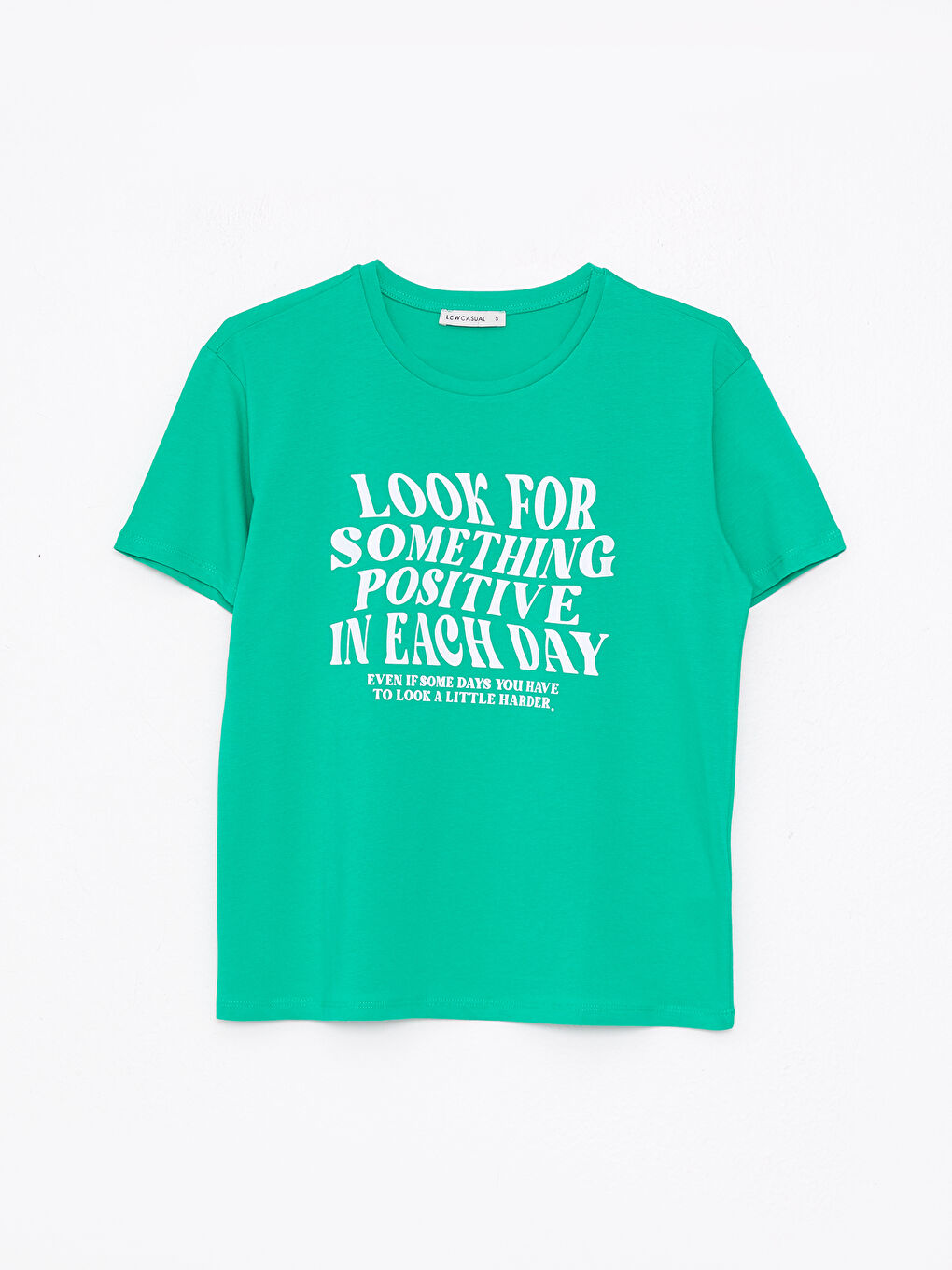 LCW Vision Crew Neck Printed Short Sleeve Cotton Women's T-shirt -S2IM35Z8-GHU