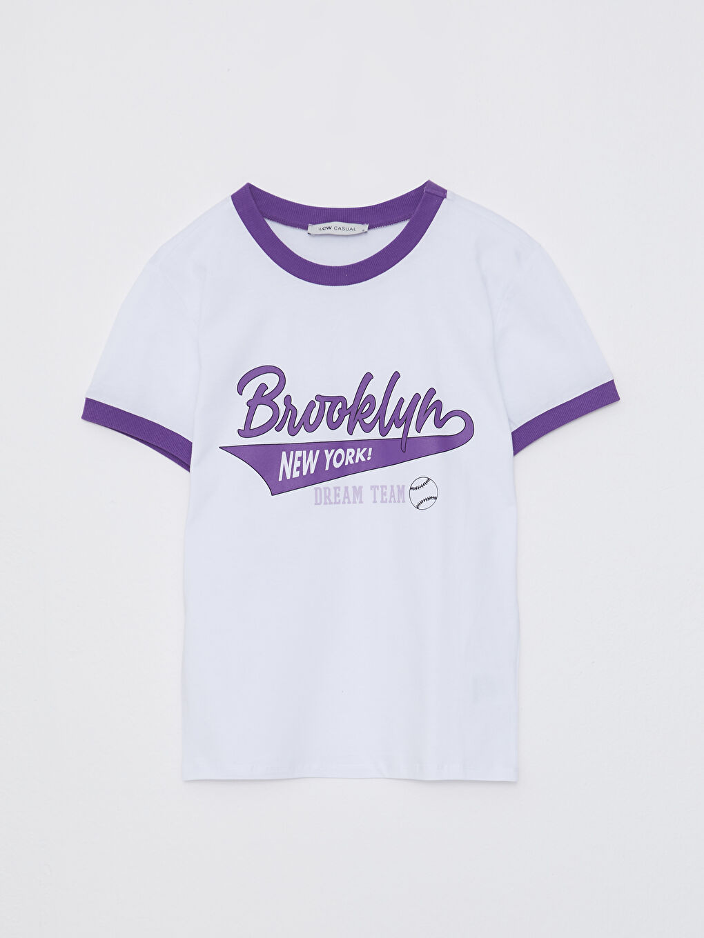 Crew Neck Printed Short Sleeve Cotton Women's T-shirt-5