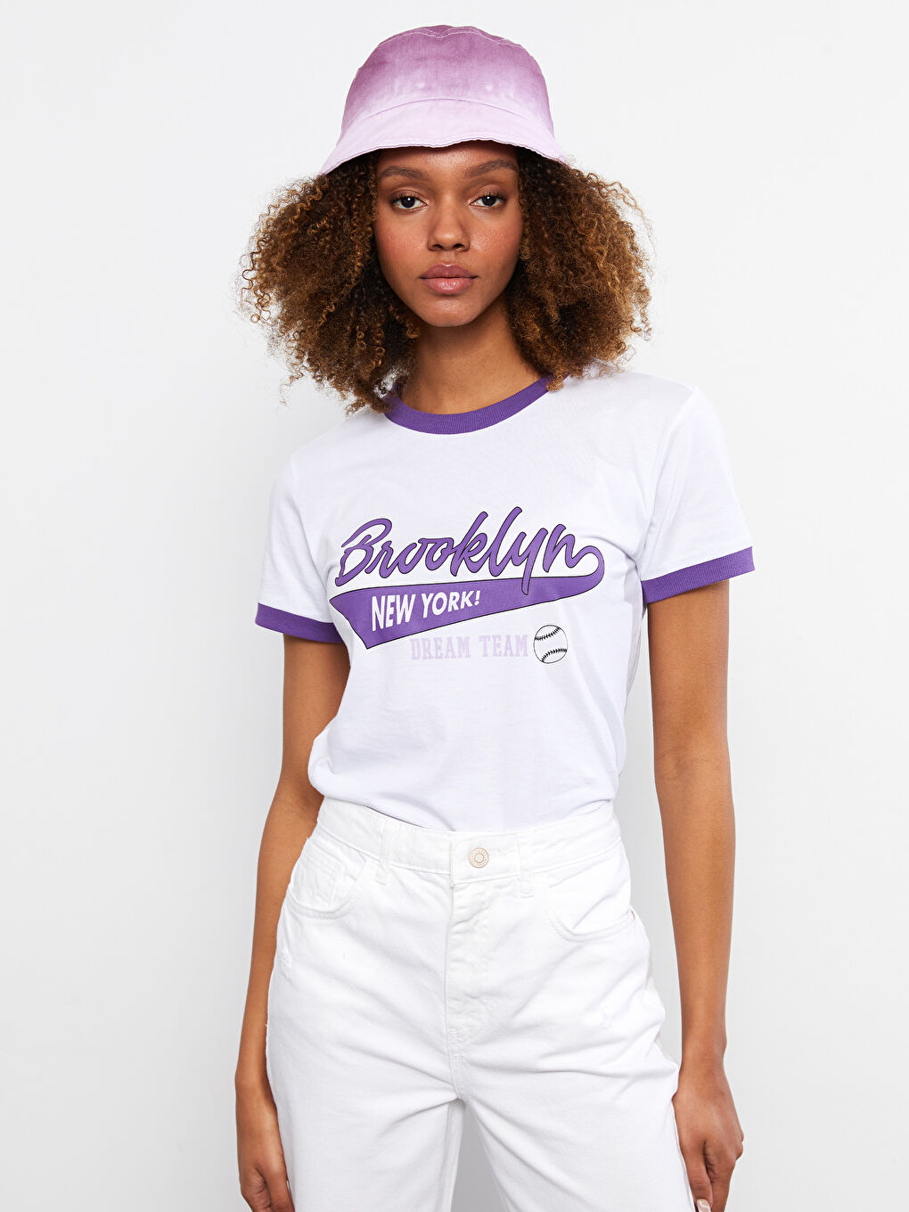 Crew Neck Printed Short Sleeve Cotton Women's T-shirt-1