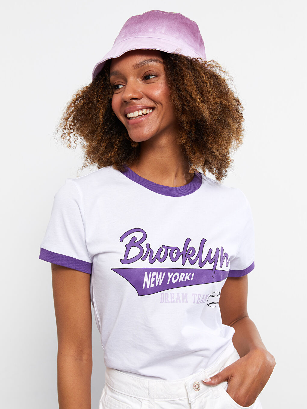 Crew Neck Printed Short Sleeve Cotton Women's T-shirt-2