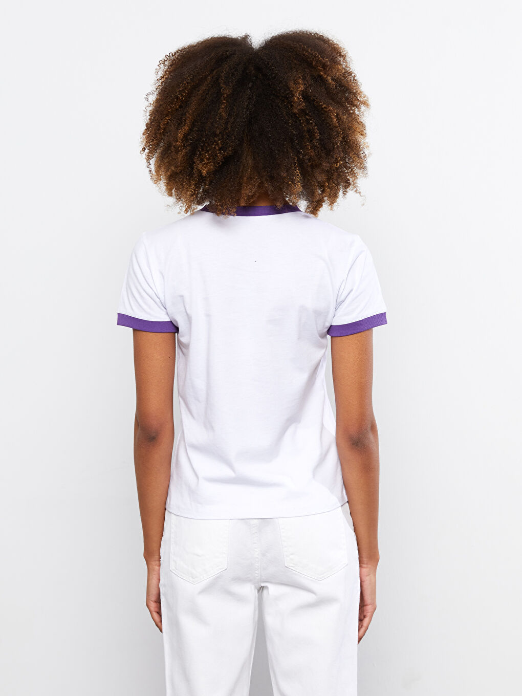 Crew Neck Printed Short Sleeve Cotton Women's T-shirt-4