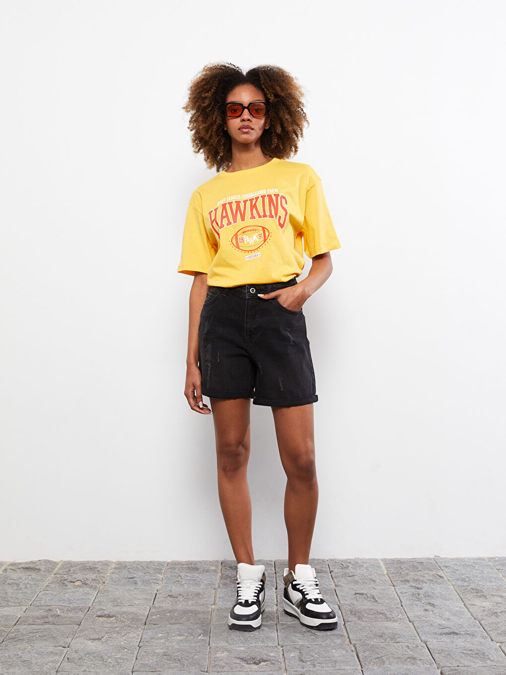 LC Waikiki Crew Neck Printed Short Sleeve Cotton Women's T-shirt -S2IM77Z8-GAU