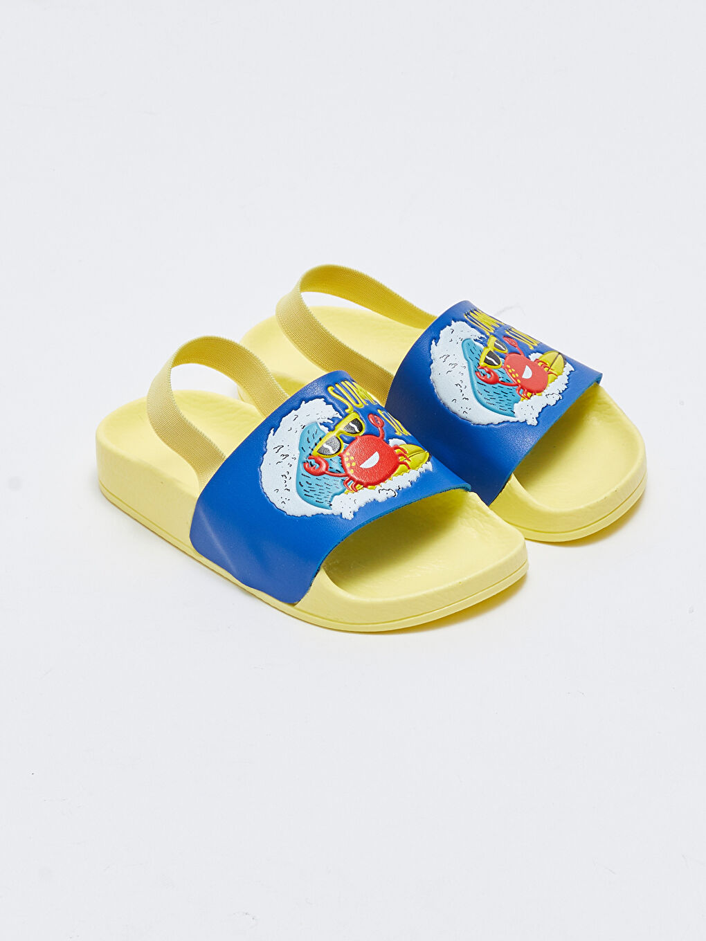 Sarı Baskılı Tek Bantlı Erkek Bebek Plaj Terliği