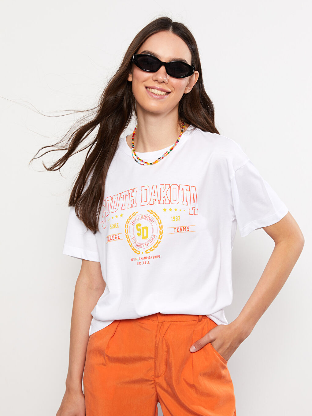 LC Waikiki Crew Neck Printed Short Sleeve Cotton Women's T-shirt -S2IM85Z8-R9K