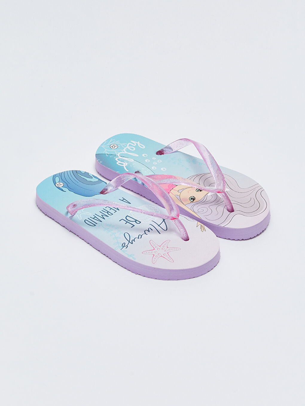 Turkuaz Baskılı Parmak Arası Kız Çocuk Plaj Terliği