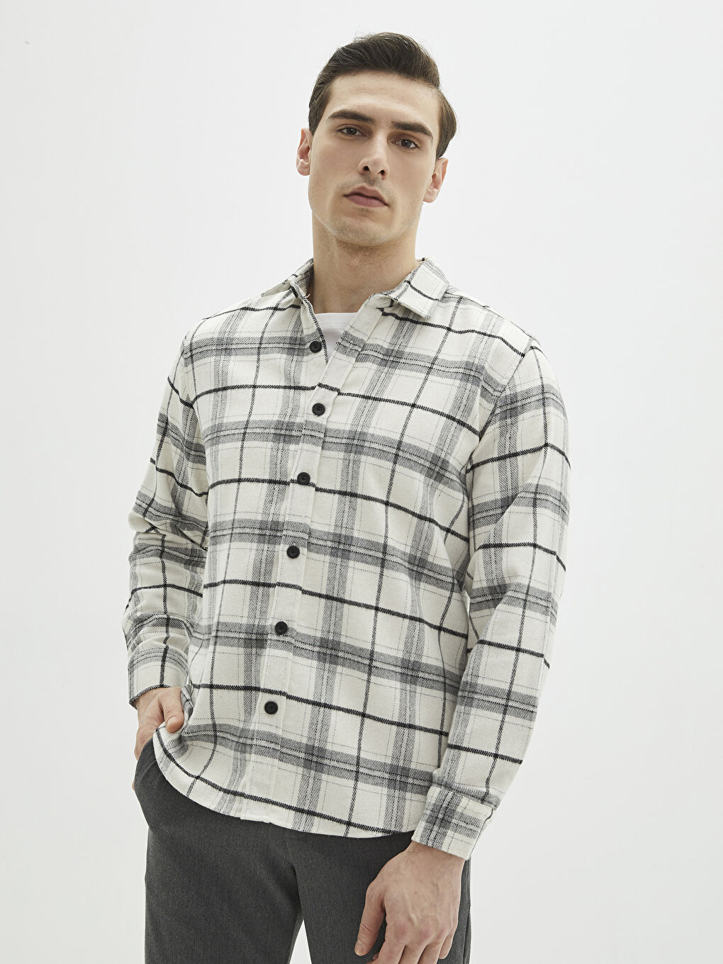 LCWAIKIKI Classic Regular Fit Long Sleeve Plaid Men's Shirt Jacket -S2IM99Z8-LLX