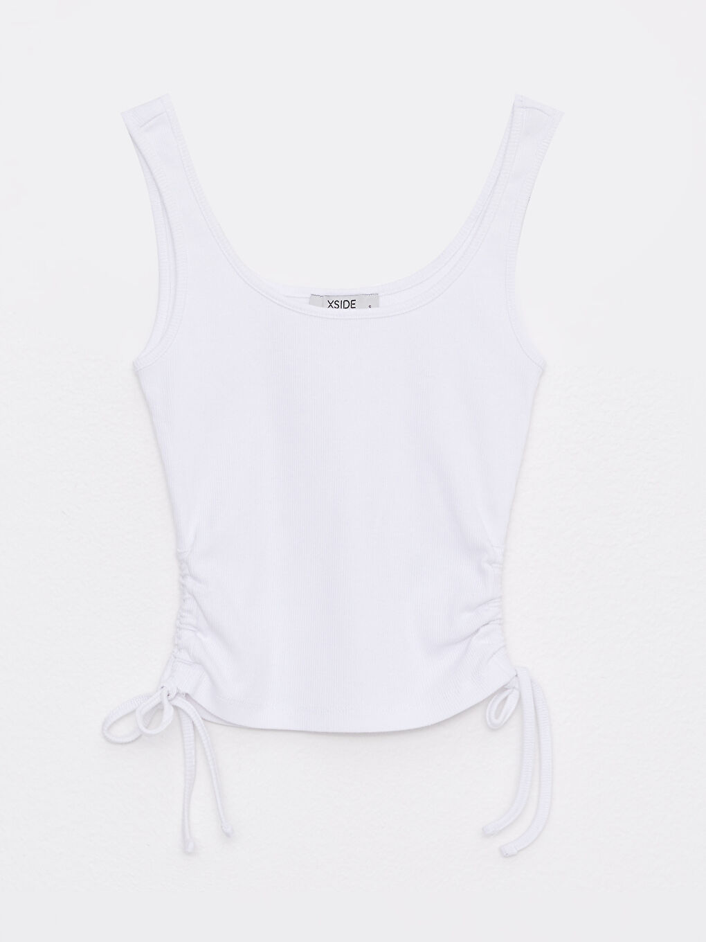 Beyaz Kadın U Yaka Düz Crop-5