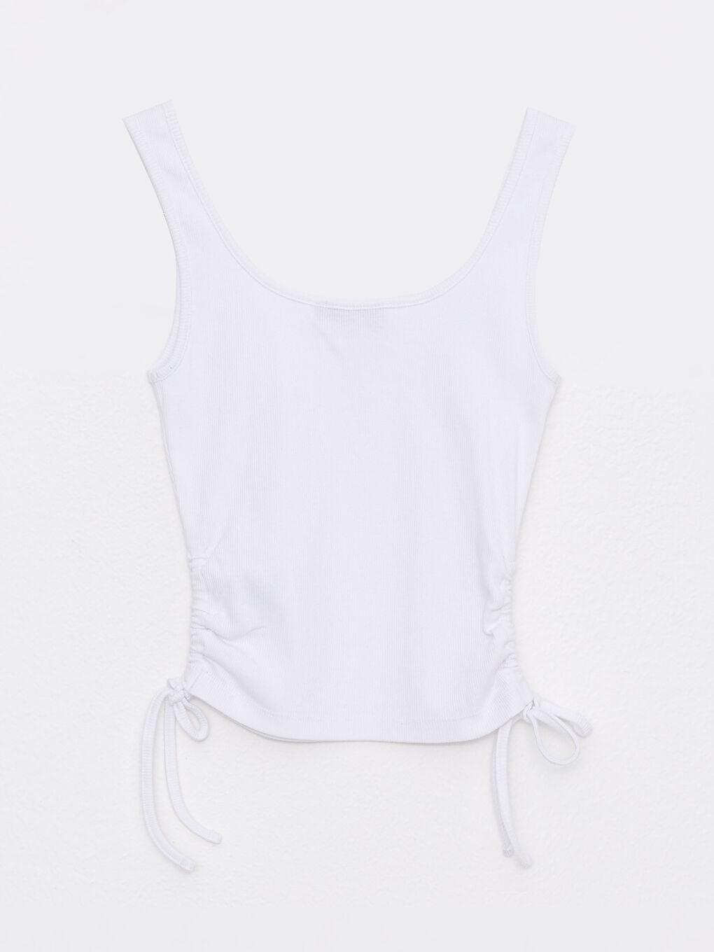 Beyaz Kadın U Yaka Düz Crop-6