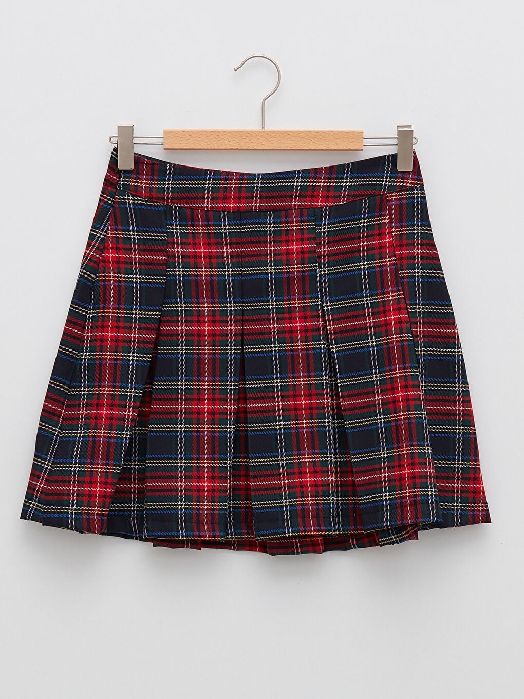 Lacivert Ekose Kadın Mini Etek-6