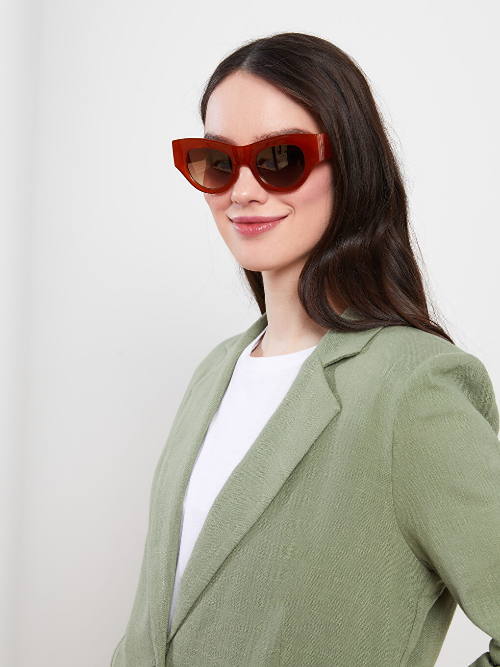 Front Button Closure Straight Long Sleeve Linen Women's Jacket-3