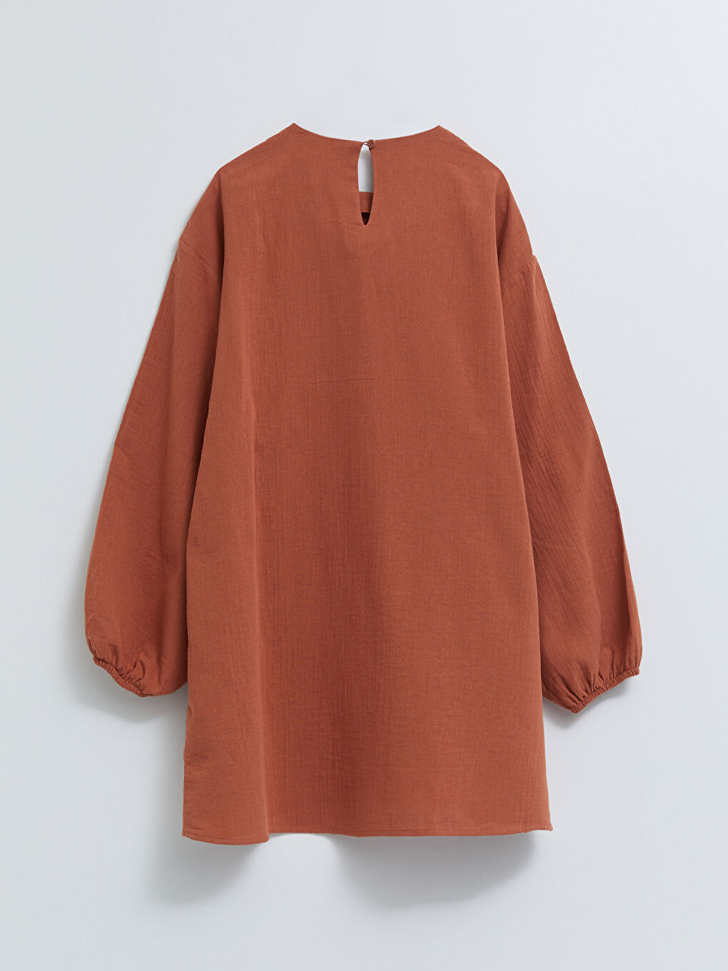 Crew Neck Straight Long Sleeve Muslin Fabric Women's Tunic-6