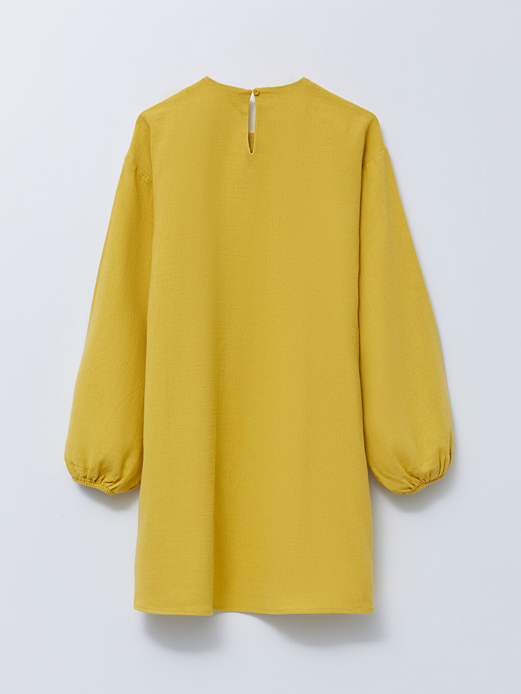 Sarı Bisiklet Yaka Düz Uzun Kollu Müslin Kumaş Kadın Tunik-7