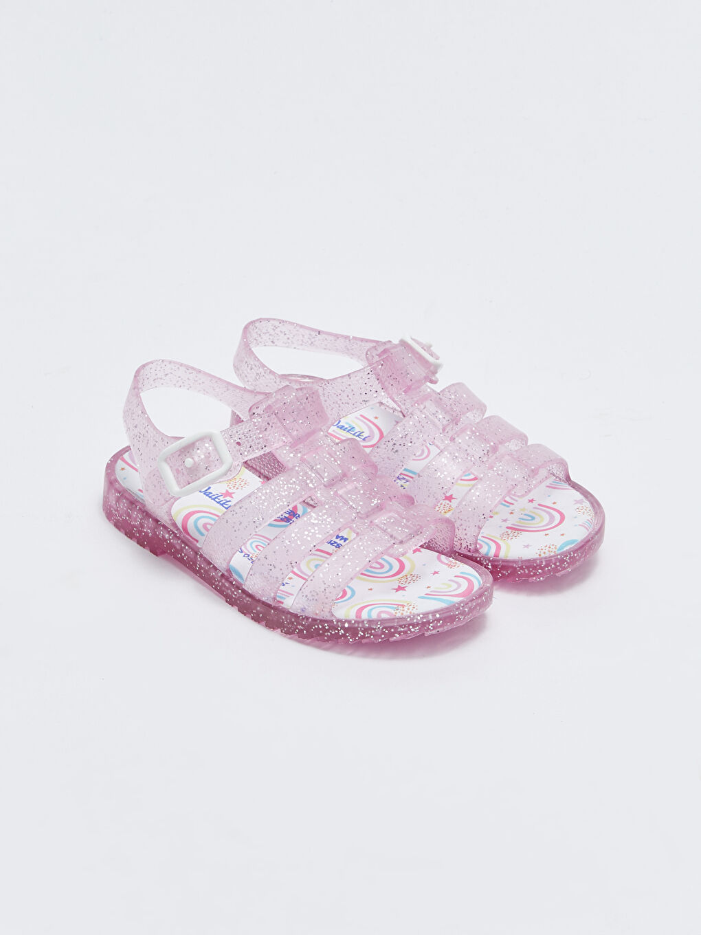 Pembe Saydam Bantlı Tokalı Kız Bebek Sandalet