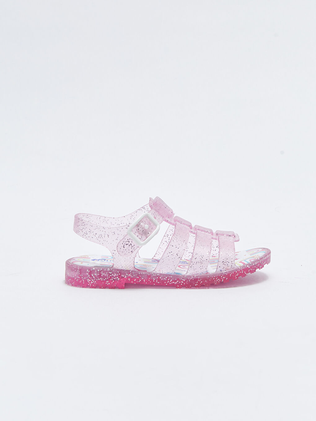 Pembe Saydam Bantlı Tokalı Kız Bebek Sandalet-1