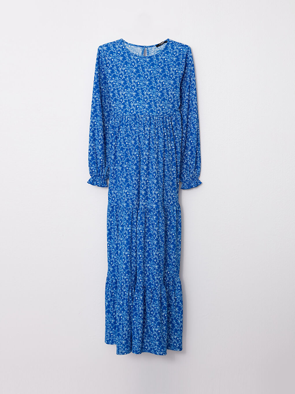Crew Neck Patterned Long Sleeve Crinkle Maternity Dress -S2IN79Z8-LQQ