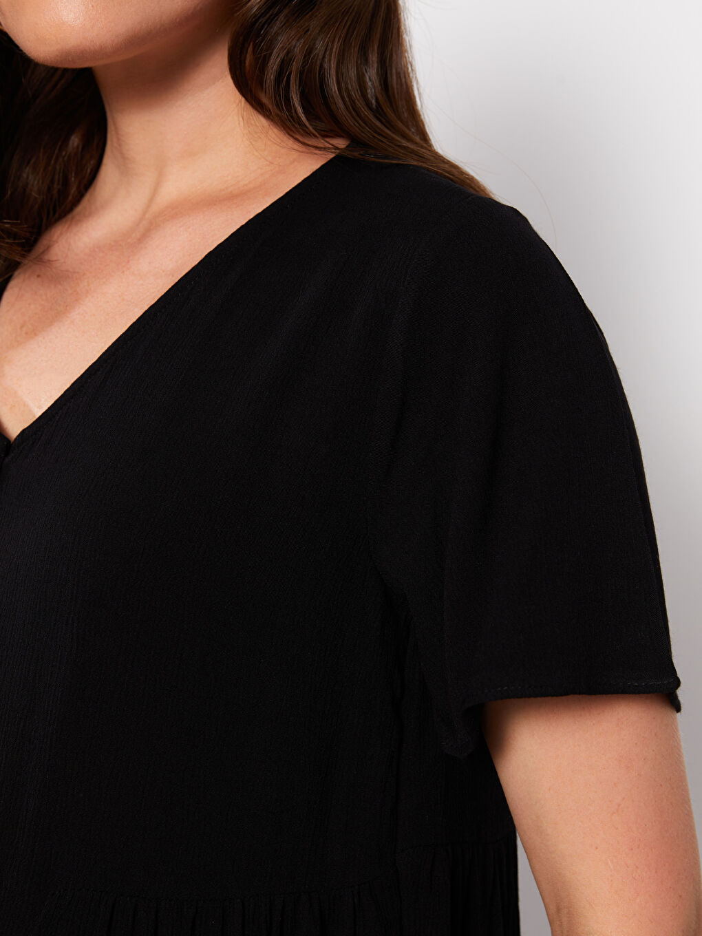 V Neck Straight Short Sleeve Viscose Maternity Shirt -S2IN86Z8-CVL
