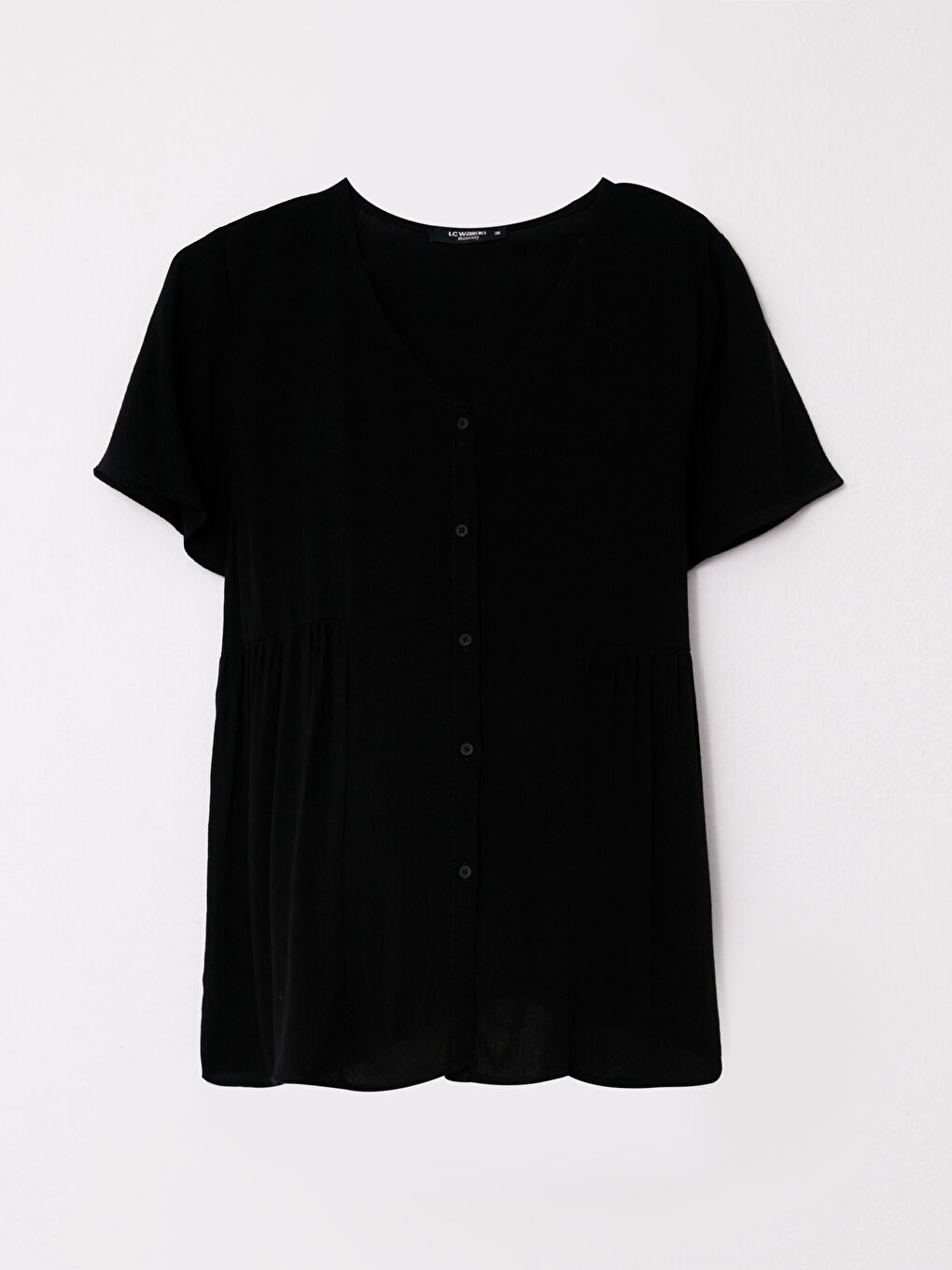 V Neck Straight Short Sleeve Viscose Maternity Shirt -S2IN86Z8-CVL