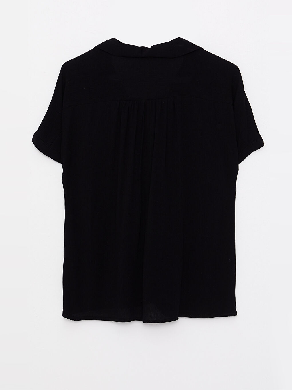 Front Button Closure Plain Short Sleeve Crinkle Fabric Maternity Shirt-6