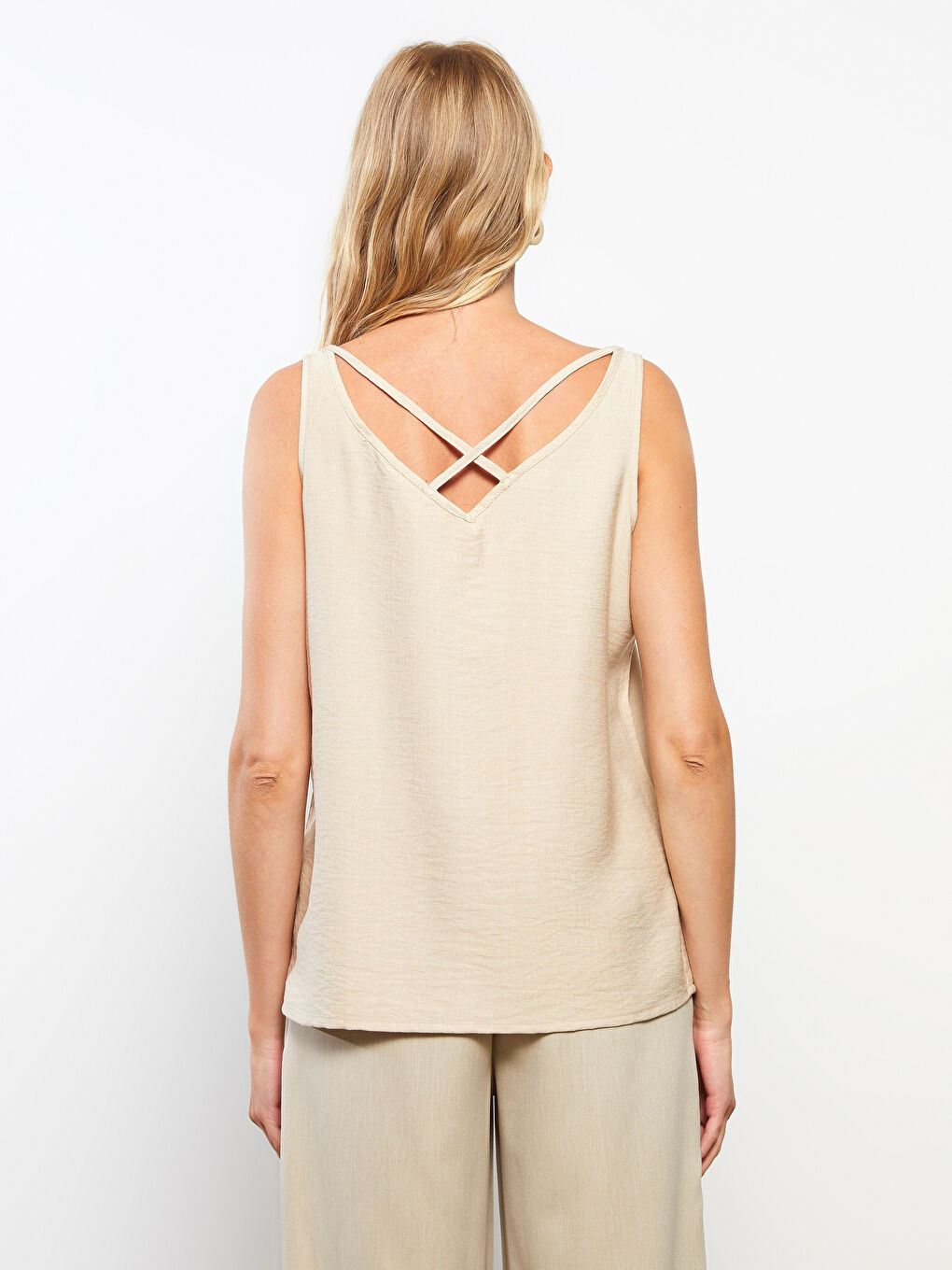 Women's V-Neck Straight Sleeveless Blouse-4
