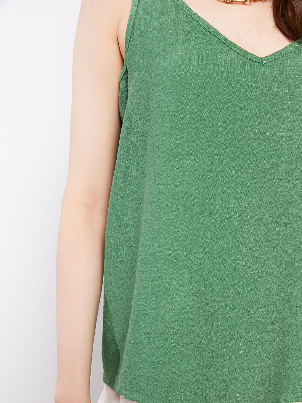 Women's V-Neck Straight Sleeveless Blouse-2