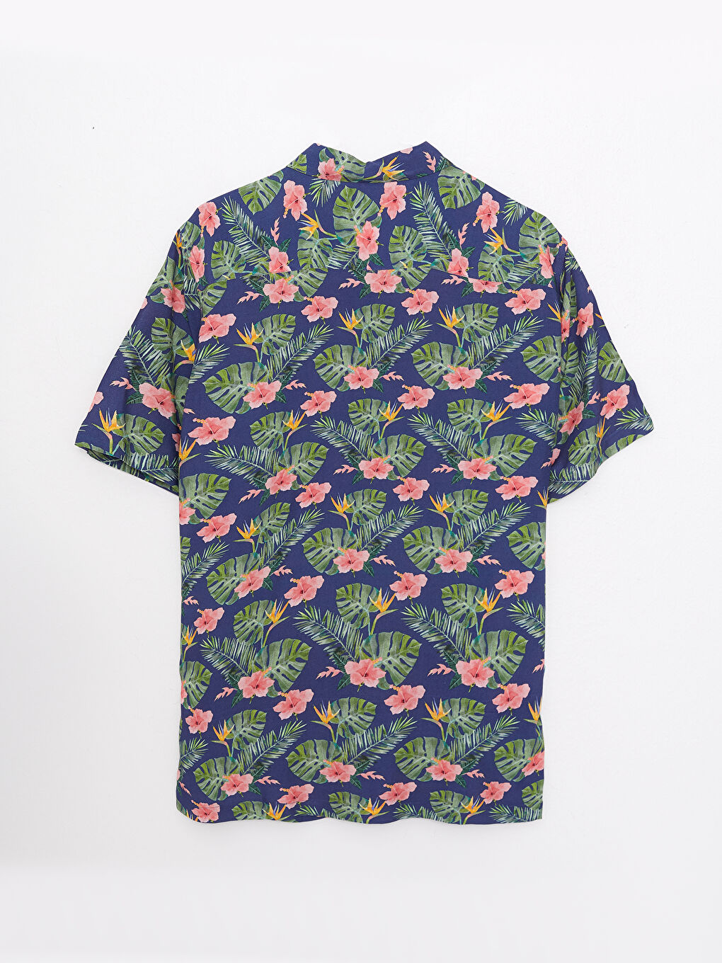 Siyah Regular Fit Kısa Kollu Desenli Viskon Erkek Gömlek-6