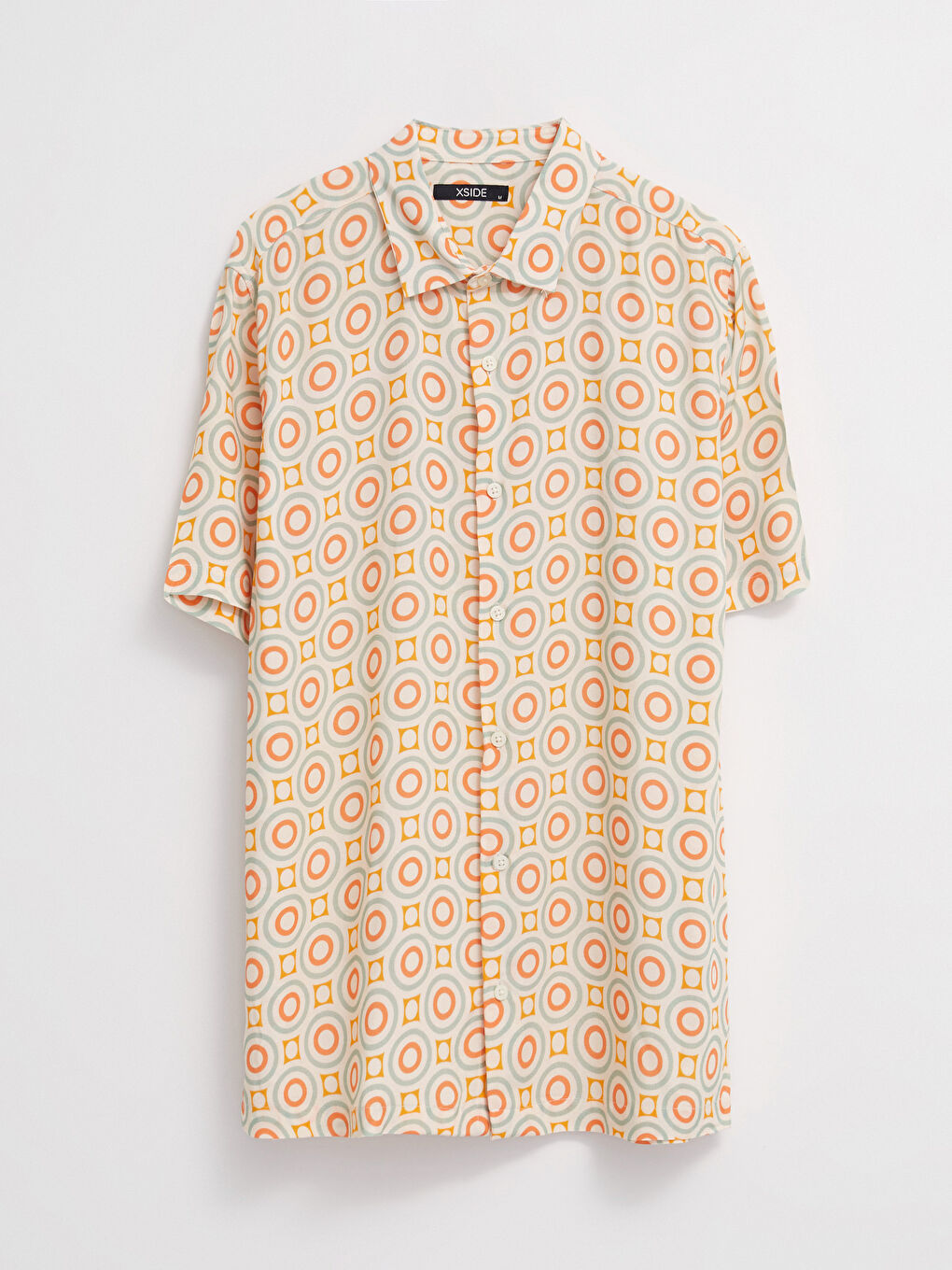 قميص رجالي بأكمام قصيرة وقصة عادية ونقشة-5