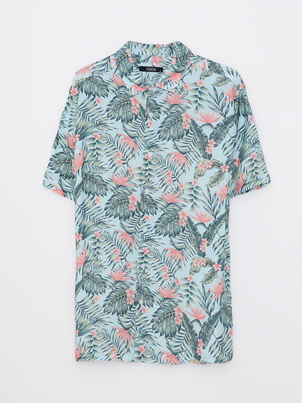 Turkuaz Regular Fit Kısa Kollu Desenli Viskon Erkek Gömlek-10