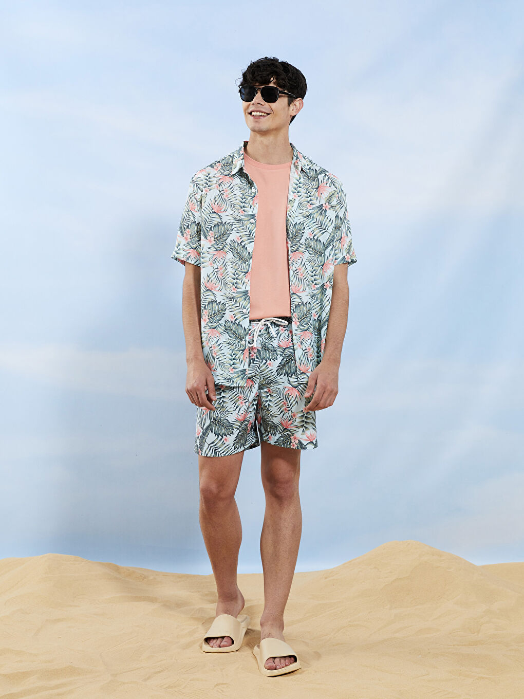 Turkuaz Regular Fit Kısa Kollu Desenli Viskon Erkek Gömlek-4