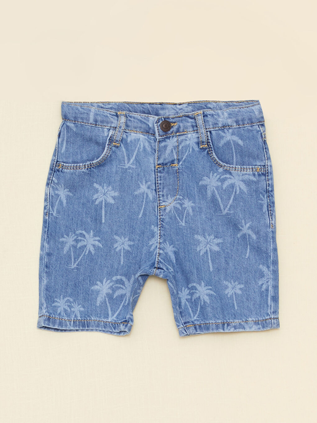 LCW baby Indigo Desenli Erkek Bebek Jean Şort