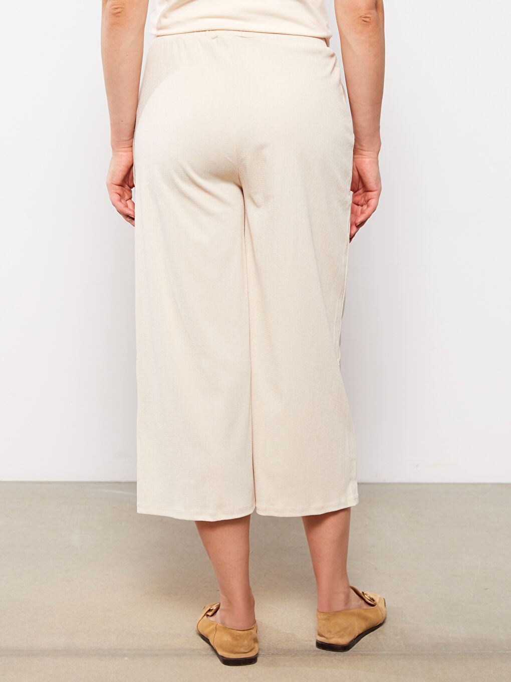 Bej Beli Lastikli Düz Hamile Eşofman Altı-4