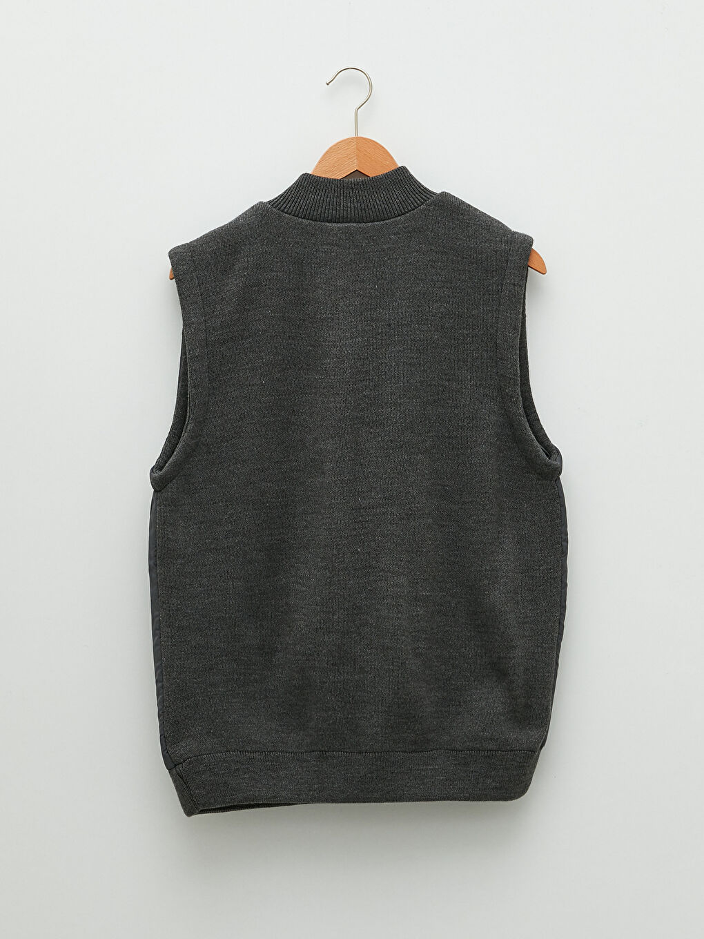 Gri Standart Kalıp Dik Yaka Erkek Triko Yelek-5