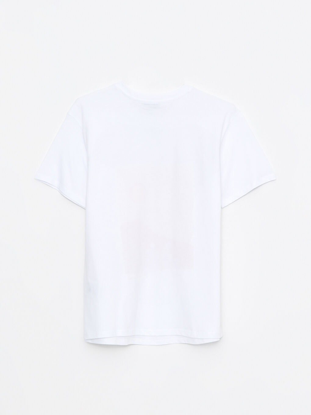 Beyaz Bisiklet Yaka Baskılı Kısa Kollu Pamuklu Kadın Tişört-7