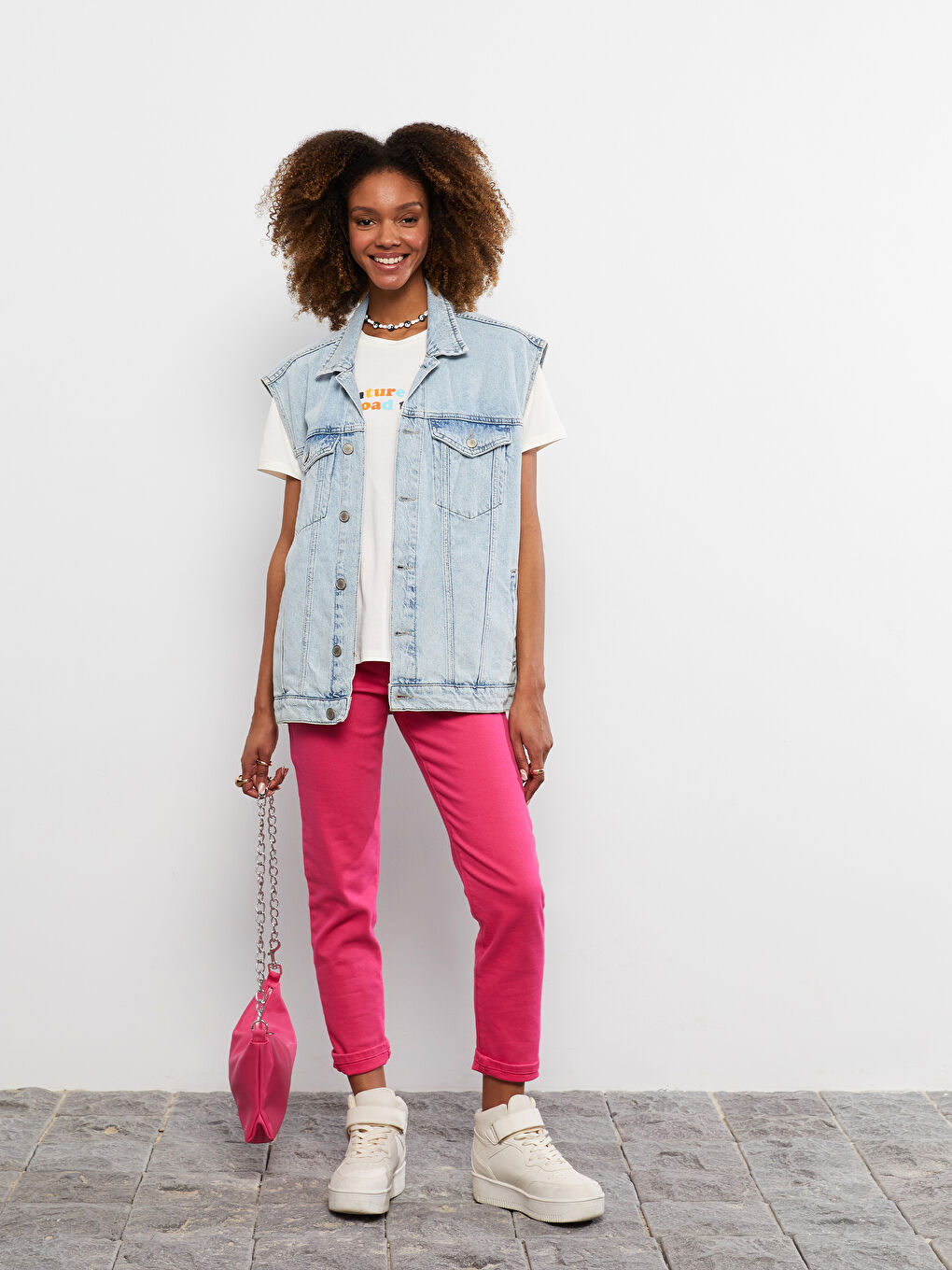 T-shirt en Coton à Manches Courtes avec Imprimé Lettre et Col Rond pour Femmes