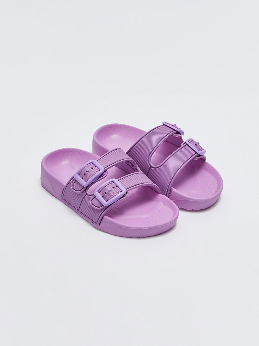 Lila Çift Bantlı Toka Detaylı Kız Bebek Plaj Terliği