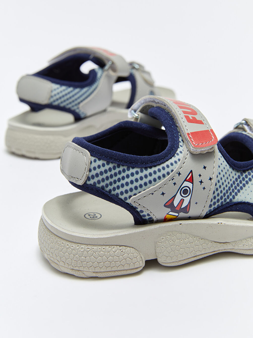 Beyaz Çift Bantlı Baskılı Erkek Çocuk Sandalet-4