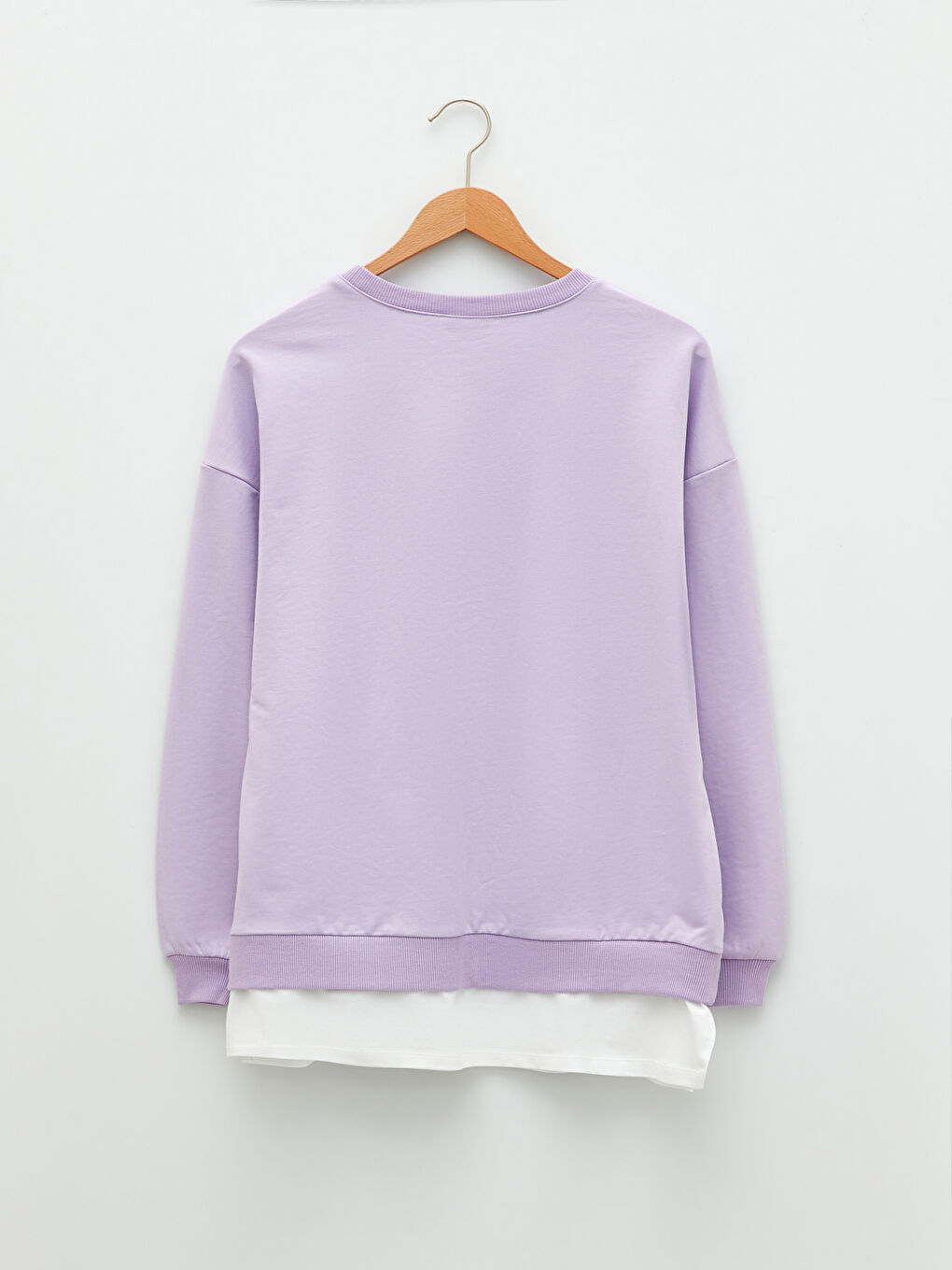 تونيك سويتشيرت كم طويل سادة بياقة دائرية للسيدات-7