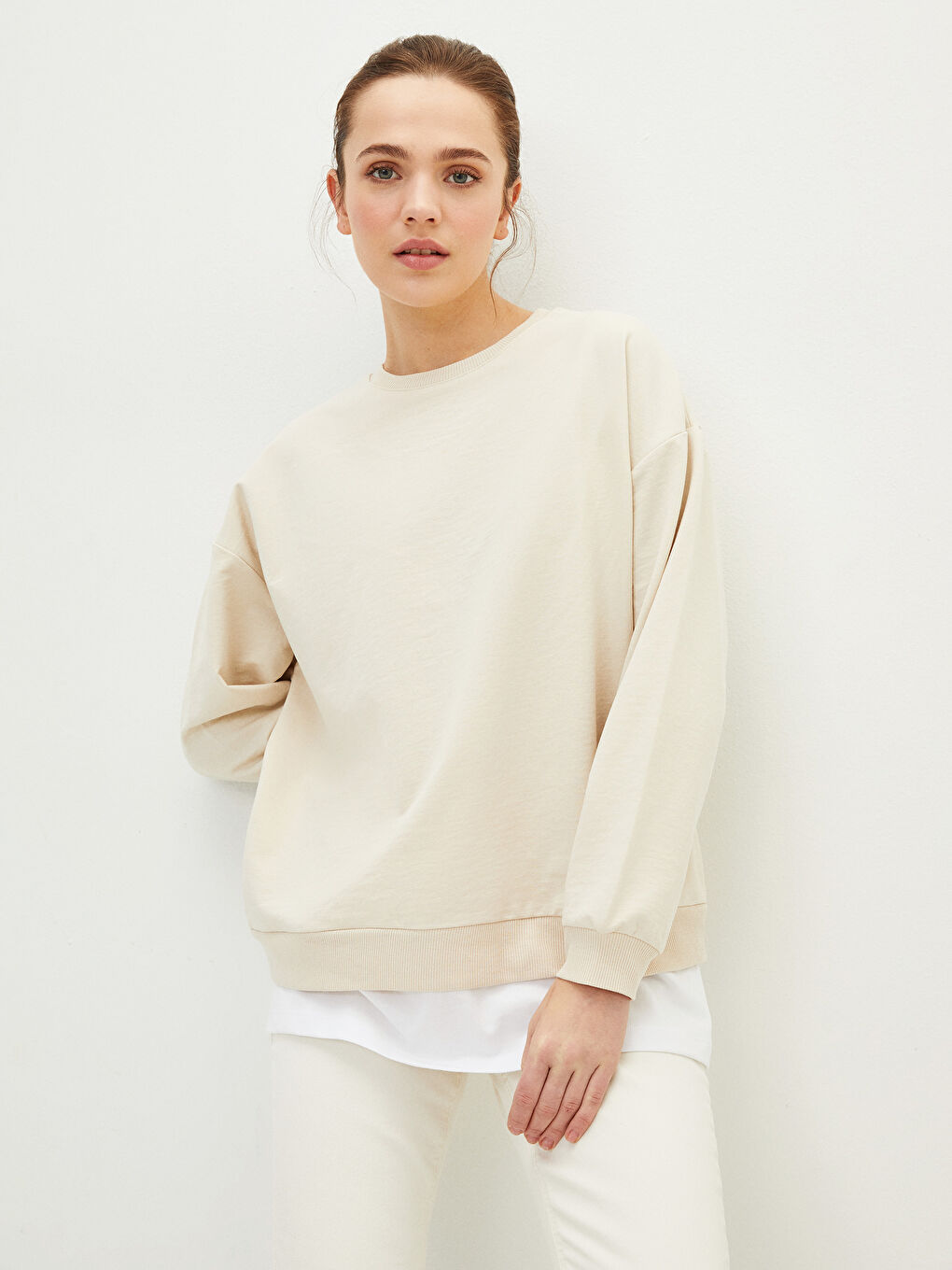 LC Waikiki Crew Neck Plain Long Sleeve Women's Sweatshirt Tunic -S2IP60Z8-PQB