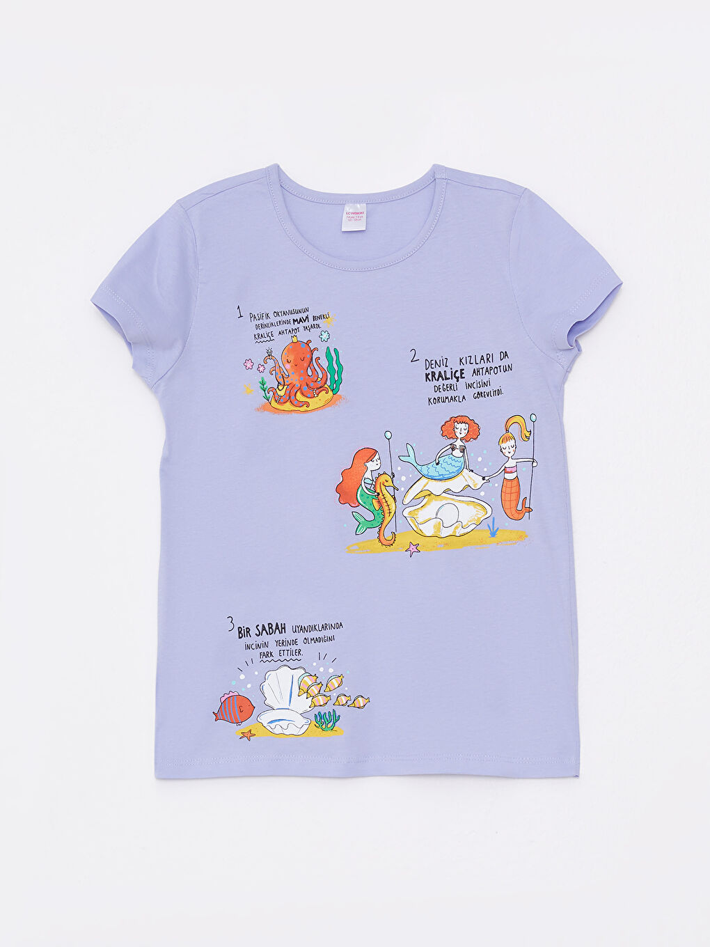 Lila Bisiklet Yaka Baskılı Kısa Kollu Kız Çocuk Pijama Takımı-2