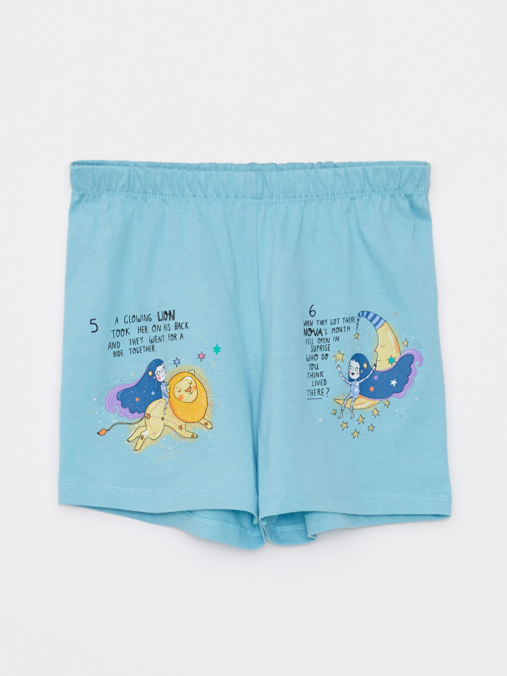 Mavi Bisiklet Yaka Baskılı Kısa Kollu Kız Çocuk Şortlu Pijama Takımı-4